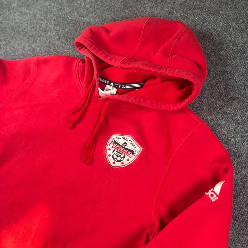 Adidas Central Coast Condors Soccer Hoodie Mens‎ Large Red Fleece Lined Winter